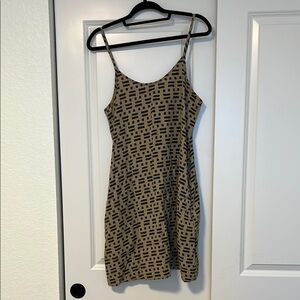 UpWest Brown and Tan Spaghetti Strap Slip Dress